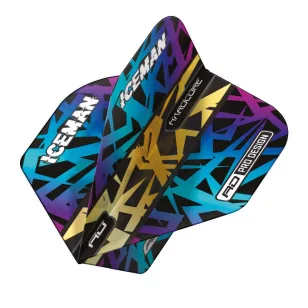Fluturas Red Dragon Hardcore Ionic Gerwyn Price auriu-curcubeu, extra gros, 100 microni