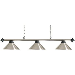 Lampa biliard Buffalo cu abajur cromat si efect slefuit. Bara de 150 cm