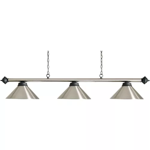 Lampa biliard Buffalo cu abajur cromat si efect slefuit. Bara de 150 cm