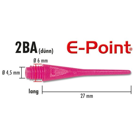 Varf darts E-Point neon roz, cu filet standard 2BA, 100 buc./pach