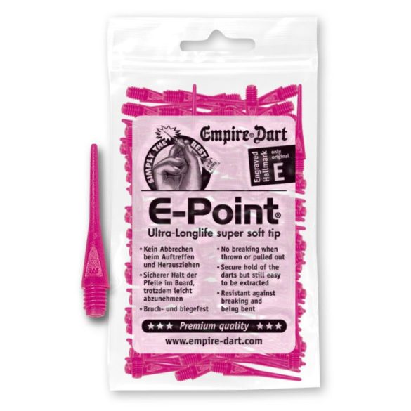 Varf darts E-Point neon roz, cu filet standard 2BA, 100 buc./pach