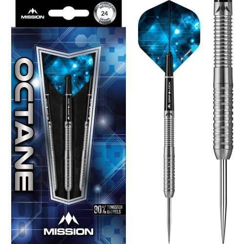 Set sageti darts Mission steel Octane 24g, M3, rare ring grip, 80% wolfram