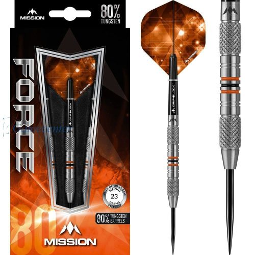 Set sageti darts Mission steel Force 23g, M26, twin knurl, 80% wolfram