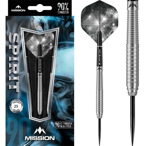 Set sageti darts Mission steel Spirit 25g, M1, rear ring grip, 90% wolfram