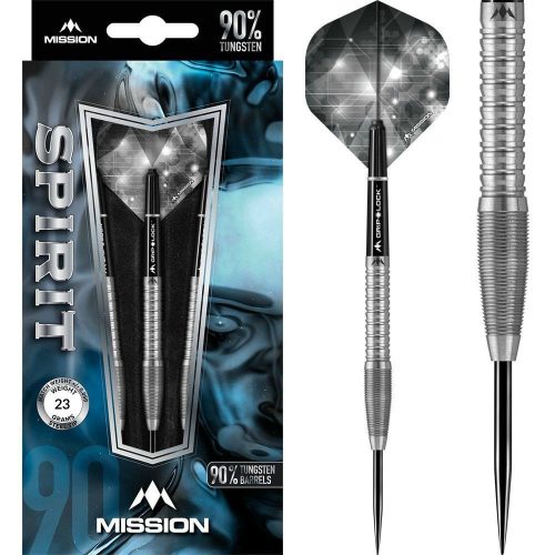 Set sageti darts Mission steel Spirit 23g, M6, front razor grip, 90% wolfram