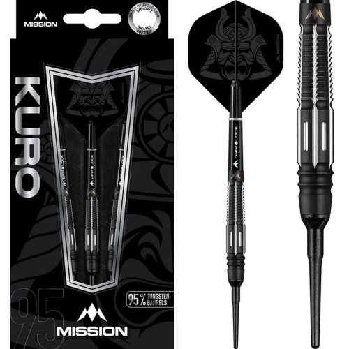 Set sageti darts Mission soft Kuro 21g, negru, M4, rear taper, 95% wolfram