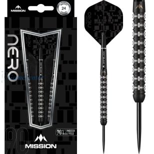   Set sageti darts Mission steel Nero 24g, black, M2, linear ringed, 90% wolfram