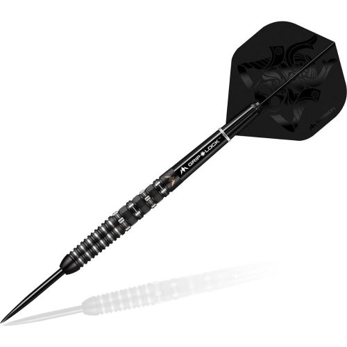 Set sageti darts Mission steel Kuro 22g, black, M3, rear iso-grip, 95% wolfram