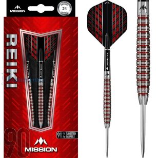   Set sageti darts Mission steel Reiki 24g, M2, Electro red, 90% wolfram