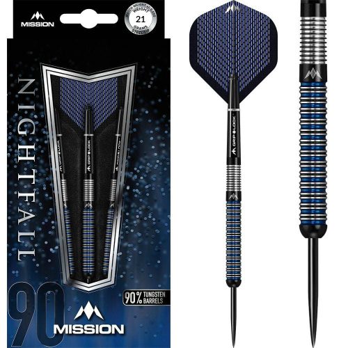 Set sageti darts Mission steel Nightfall 21g, M1, straight ring 90% wolfram