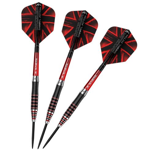 Set sageti darts Mission steel Darryl Fitton Black-Red Electro 22g, 95% wolfram