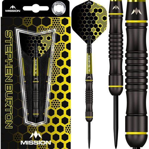 Set Darts steel Mission Stephen Burton Black Titanium 25g, 90% wolfram