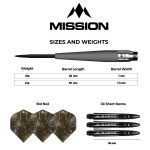 Set darts steel Mission Saturn Titan, 90% tungsten 22g