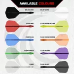 Fluturas si tija darts Mission Force 90 Vortex transparent rosu, fluturas No6 si tija lunga