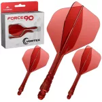 Fluturas si tija darts Mission Force 90 Vortex transparent rosu, fluturas No2 si tija lunga