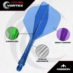 Fluturas si tija darts Mission Force 90 Vortex transparent rosu, fluturas No2 si tija lunga