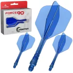 Fluturas si tija darts Mission Force 90 Vortex transparent albastru, fluturas No6 si tija scurta