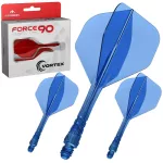 Fluturas si tija darts Mission Force 90 Vortex transparent albastru, fluturas No2 si tija scurta
