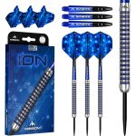 Set sageti darts Mission steel ION 30g, argintiu-albastru, 95% wolfram