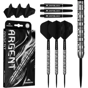 Set sageti darts steel Mission Argent 22g, 90% wolfram