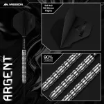 Set sageti darts steel Mission Argent 22g, 90% wolfram
