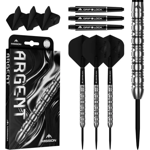 Set sageti darts steel mission Argent 24g, 90% wolfram