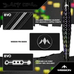 Set darts steel Mission Black Opal 24g, 95% wolfram