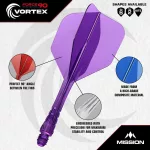 Fluturas si tija darts Mission Force 90 Vortex roz neon, No6 si tija scurta