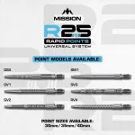 Varf darts Mission R2.5 Rapid Points - SGV negru, 35mm