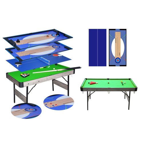 Masa de joc multifunctionala 6 in 1 (biliard, snooker, air hockey, tenis de masa, curling, shufflebo