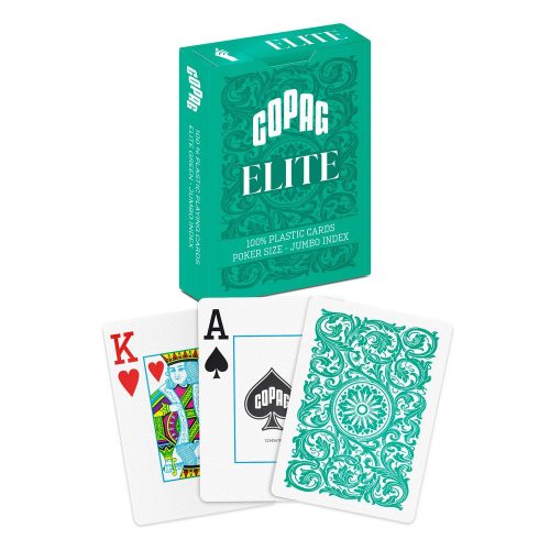 Carti poker 100% plastic, Copag Elite Poker Jumbo index, verde
