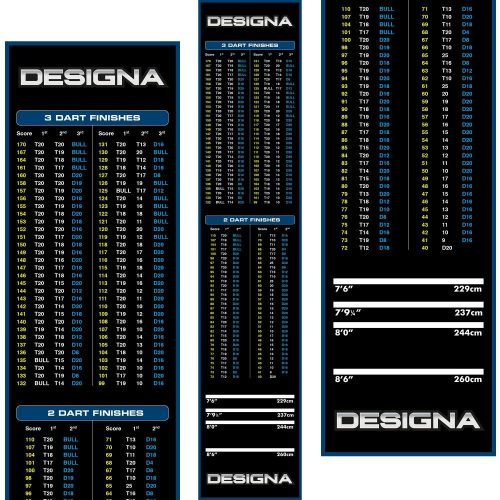 Covor darts Designa inscriptionat cu inchideri 290×60cm - albastru