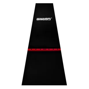 Covor darts cu linie de aruncare din lemn One80, latime 60 cm, negru, rosu