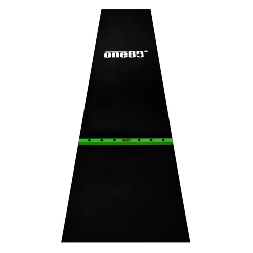 Covor darts din cauciuc cu rigla de lemn ONE80, latime 62 cm, negru, verde