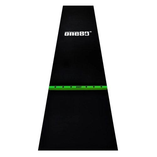 Covor darts din cauciuc cu rigla de lemn ONE80, latime 62 cm, negru, verde