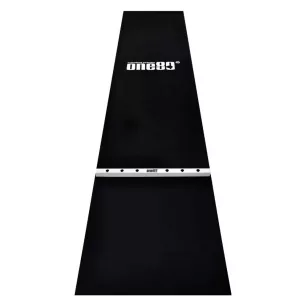 Covor darts din cauciuc cu rigla de lemn ONE80, latime 62 cm, negru, alb