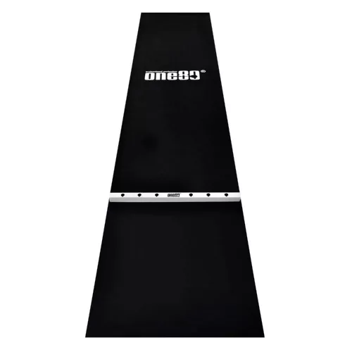 Covor darts din cauciuc cu rigla de lemn ONE80, latime 62 cm, negru, alb