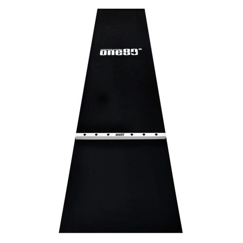 Covor darts din cauciuc cu rigla de lemn ONE80, latime 62 cm, negru, alb