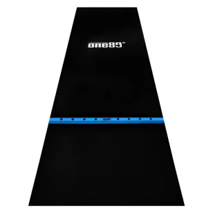 Covor darts One80, linie de start din lemn, latime 90cm, negru-albastru
