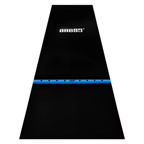 Covor darts One80, linie de start din lemn, latime 90cm, negru-albastru