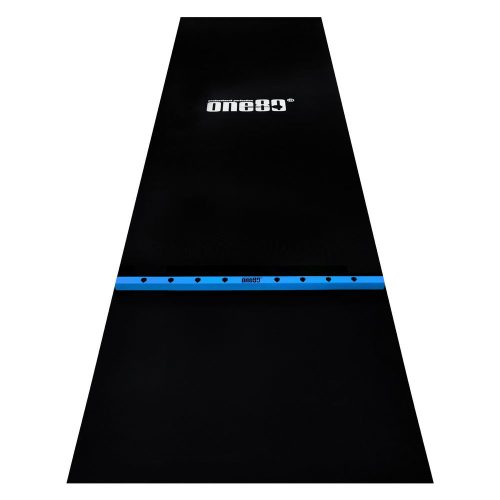 Covor darts One80, linie de start din lemn, latime 90cm, negru-albastru