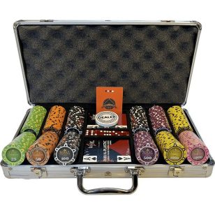 Set poker cu 300 jetoane Royal Cardroom Mix It 13g, numere mari, 2 pachete de carti 100% plastic