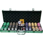 Set poker, 500 buc Las Vegas Pokerclub, 14g, cu numere mari, cu 2 pachete de carti 100% plastic