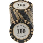Set poker, 500 buc Las Vegas Pokerclub, 14g, cu numere mari, cu 2 pachete de carti 100% plastic
