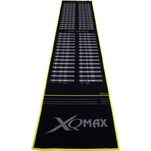 Covor darts moale XQ Max, cu iesire, negru-galben, 285cm x 60cm