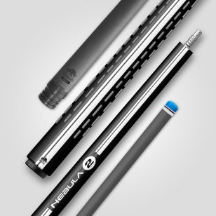 Tac biliard Pool Rhino Nebula 2 Jet Black cu varf din carbon 12,5mm