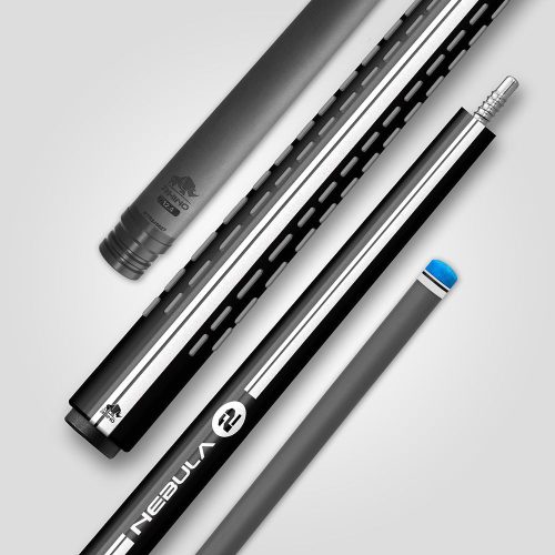 Tac biliard Pool Rhino Nebula 2 Jet Black cu varf din carbon 12,5mm