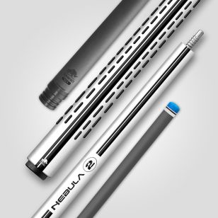 Tac biliard Pool Rhino Nebula 2 Pure White cu varf din carbon 12,4mm