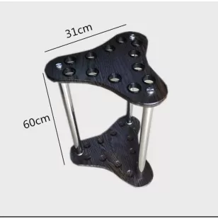 Suport de colt pentru 12 tacuri biliard, negru cu model lemn