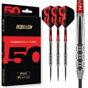   Set sageti darts steel Red Dragon Darts 50 Years Hexoset 3, 25g, 85% wolfram